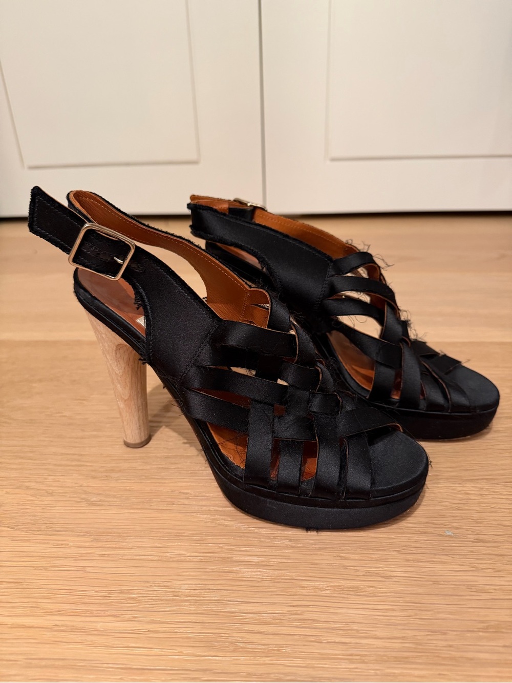 Lanvin Black Strappy High-Heel Platform Sandals